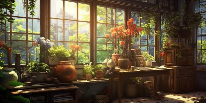 夏至时分室内花瓶中鲜花开放插图,插画/手绘图,插画/手绘图库,插画/手绘图下载,插画/手绘
